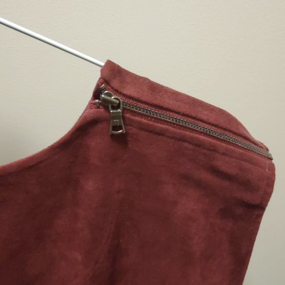 BCBG Max Azria Burgandy Faux Suede Dress Size M Medium - Picture 3 of 4